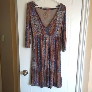 Espirit Brown Patterned Boho Dress size M